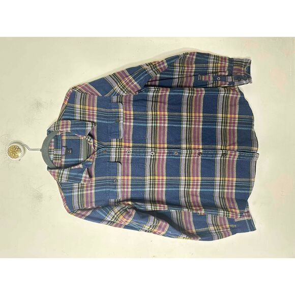 Patagonia Shirt Womans Size Small Blue Plaid Long Sleeve Button Down Flannel Fit - Picture 1 of 11